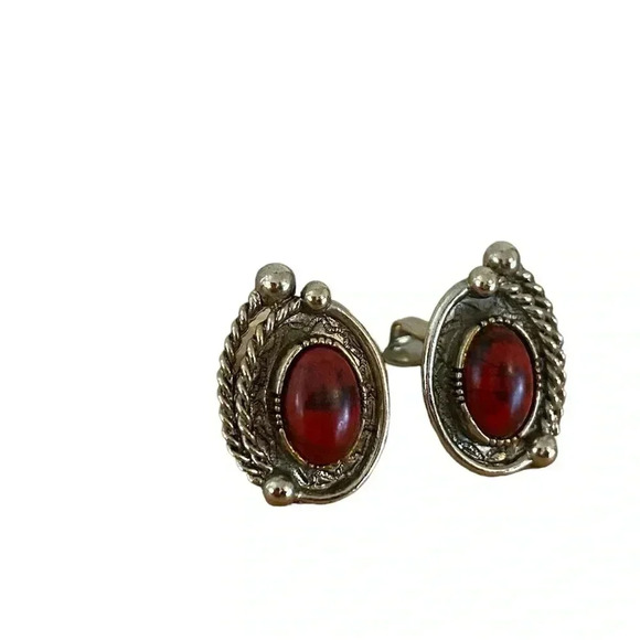 Art “Arthur Pepper” Signed Vintage Agate Gemstone Clip On Earrings - Picture 3 of 6